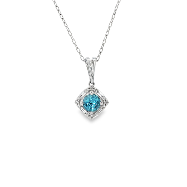 10K White Gold Blue Topaz & Diamond Drop Pendant Necklace Jo & Co. Jewelers Hardy, VA
