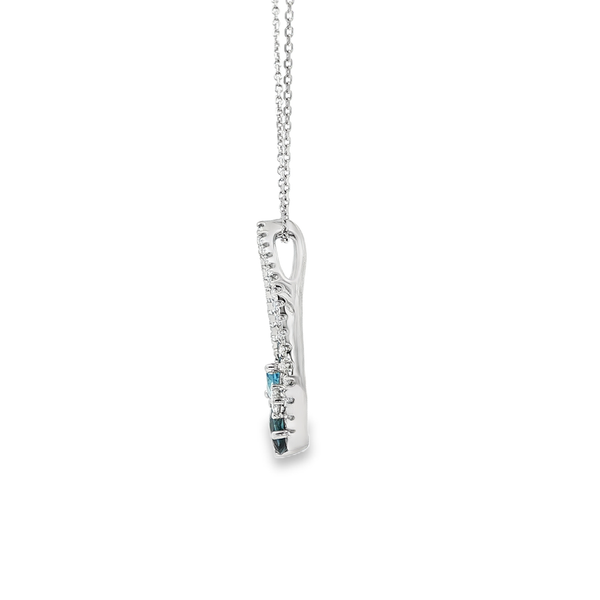 14K White Gold London & Swiss Blue Topaz Diamond Open Teardrop Pendant Necklace Image 4 Jo & Co. Jewelers Hardy, VA