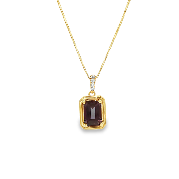 14K Yellow Gold Emerald-Cut Created Alexandrite & Diamond Pendant Necklace Jo & Co. Jewelers Hardy, VA
