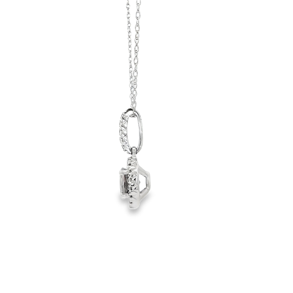 14K White Gold Created Alexandrite & Diamond Halo Pendant Necklace Image 4 Jo & Co. Jewelers Hardy, VA