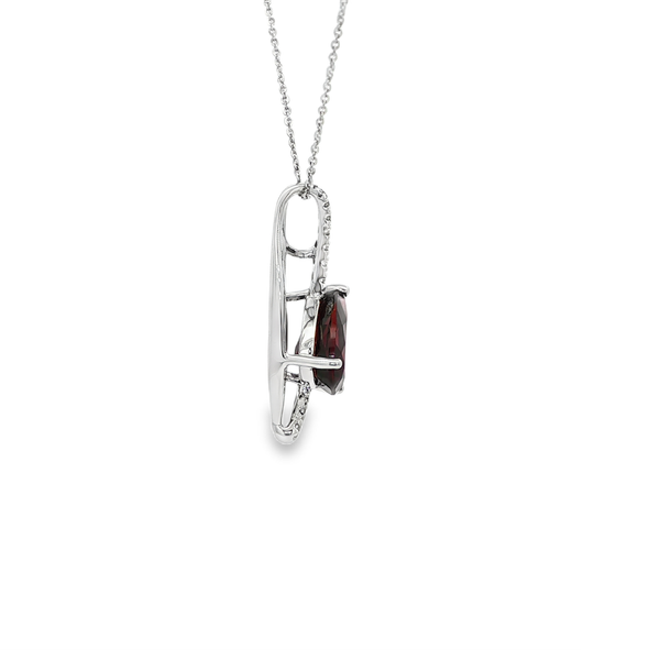 14K White Gold Pear-Shaped Garnet & Diamond Marquise-Style Pendant Image 2 Jo & Co. Jewelers Hardy, VA