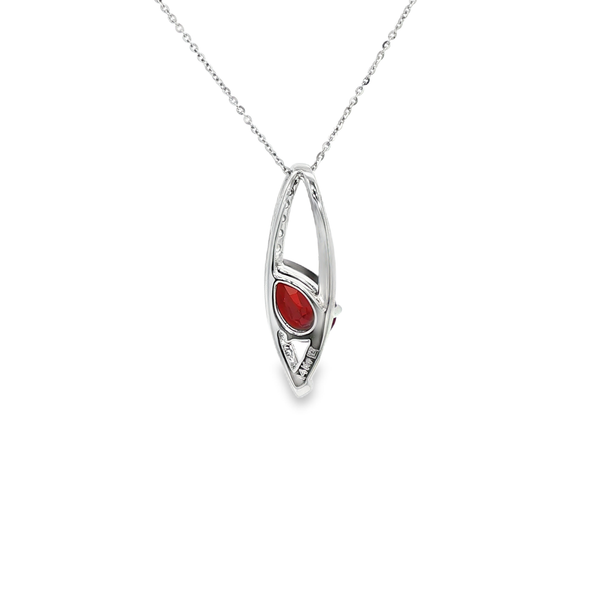 14K White Gold Pear-Shaped Garnet & Diamond Marquise-Style Pendant Image 3 Jo & Co. Jewelers Hardy, VA