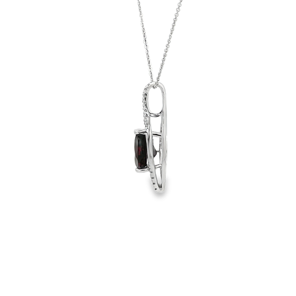 14K White Gold Pear-Shaped Garnet & Diamond Marquise-Style Pendant Image 4 Jo & Co. Jewelers Hardy, VA