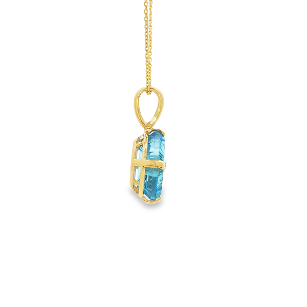 14K Yellow & White Gold Glenn Lehrer Blue Topaz Diamond Circle Pendant Necklace Image 2 Jo & Co. Jewelers Hardy, VA