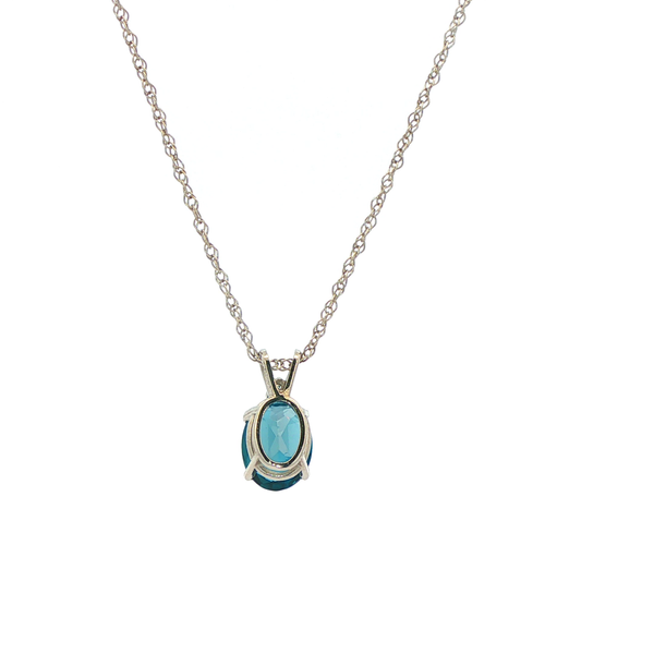 14K White Gold Oval London Blue Topaz Pendant Necklace with Diamond Accent Image 3 Jo & Co. Jewelers Hardy, VA