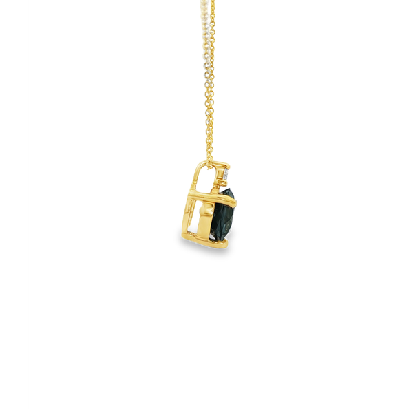 14K Yellow Gold London Blue Topaz & Diamond Pendant Necklace Image 2 Jo & Co. Jewelers Hardy, VA