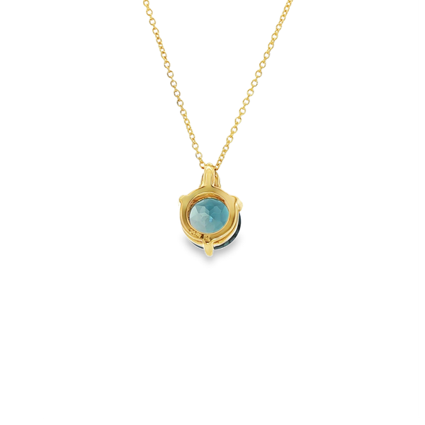 14K Yellow Gold London Blue Topaz & Diamond Pendant Necklace Image 3 Jo & Co. Jewelers Hardy, VA