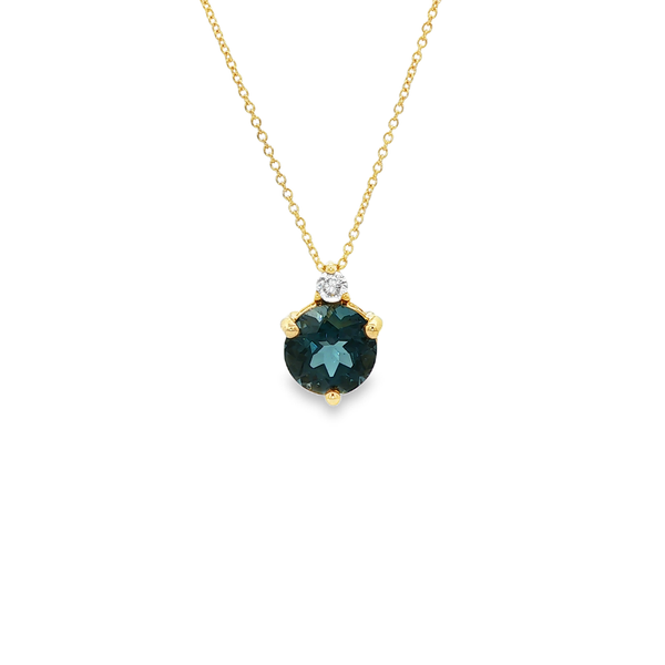 14K Yellow Gold London Blue Topaz & Diamond Pendant Necklace Jo & Co. Jewelers Hardy, VA