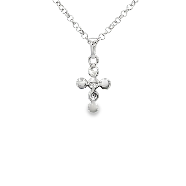 Sterling Silver Bezel-Set Clear CZ Cross Pendant Necklace Image 3 Jo & Co. Jewelers Hardy, VA