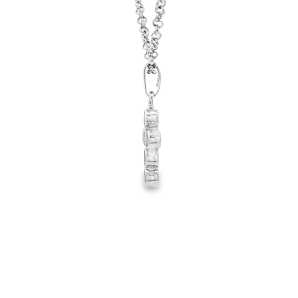 Sterling Silver Bezel-Set Clear CZ Cross Pendant Necklace Image 4 Jo & Co. Jewelers Hardy, VA