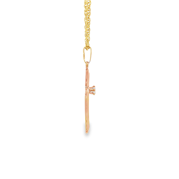 14KY Gold-Filled Clear CZ Thin Fleur-De-Lis Cross Pendant Necklace Image 2 Jo & Co. Jewelers Hardy, VA