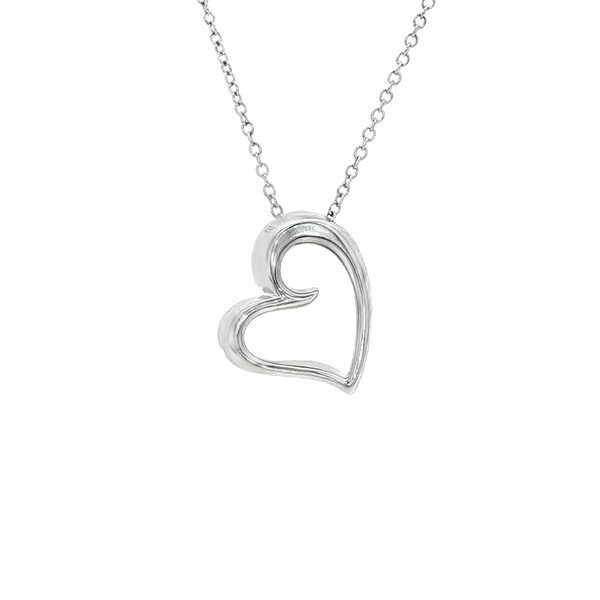 Gabriel Sterling Silver Open Heart White Sapphire Pendant Necklace Image 3 Jo & Co. Jewelers Hardy, VA