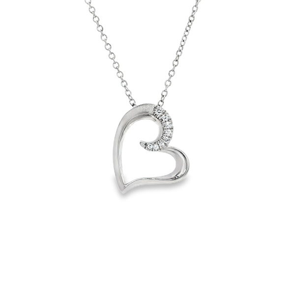 Gabriel Sterling Silver Open Heart White Sapphire Pendant Necklace Jo & Co. Jewelers Hardy, VA
