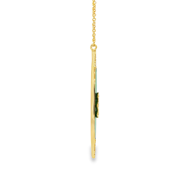 14K Yellow Gold Malachite Diamond Tapered Drop Pendant Necklace .06Tw Image 2 Jo & Co. Jewelers Hardy, VA