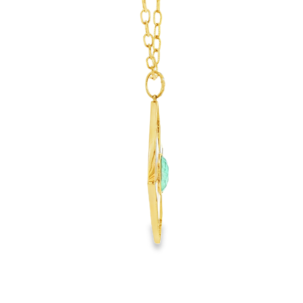 18K Yellow Gold Amazonite Quartz Doublet Diamond Kite Pendant Necklace Image 2 Jo & Co. Jewelers Hardy, VA