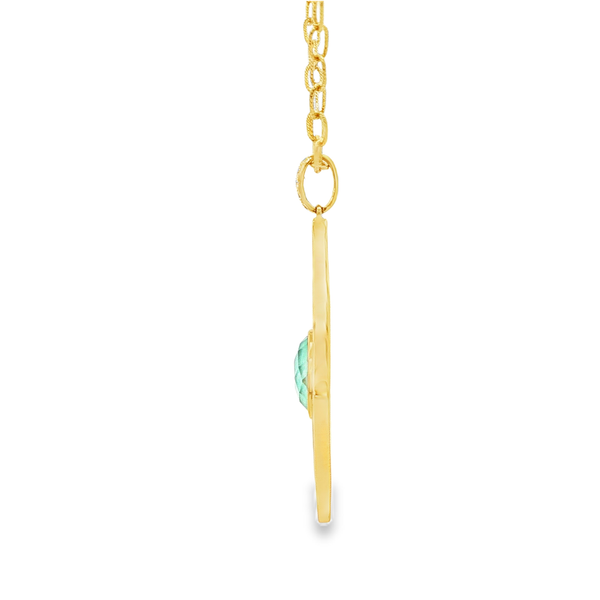 18K Yellow Gold Amazonite Quartz Doublet Diamond Kite Pendant Necklace Image 4 Jo & Co. Jewelers Hardy, VA