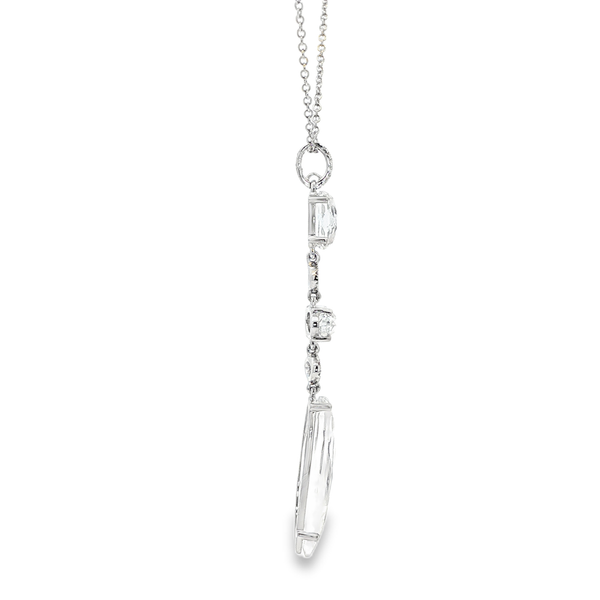 14K White Gold White Topaz & Diamond Multi-Stone Drop Pendant Necklace .08Tw Image 2 Jo & Co. Jewelers Hardy, VA