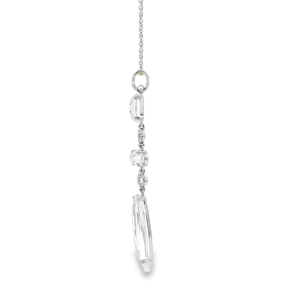 14K White Gold White Topaz & Diamond Multi-Stone Drop Pendant Necklace .08Tw Image 4 Jo & Co. Jewelers Hardy, VA