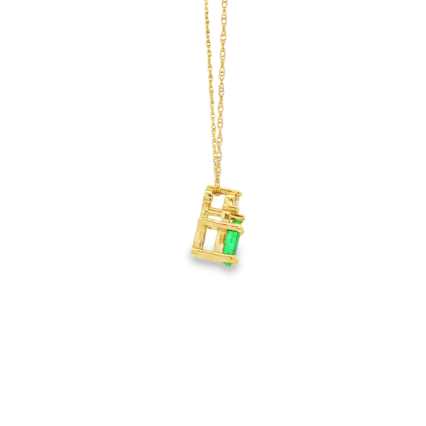 10K Yellow Gold Pear-Shaped Emerald & Diamond Pendant Necklace Image 2 Jo & Co. Jewelers Hardy, VA
