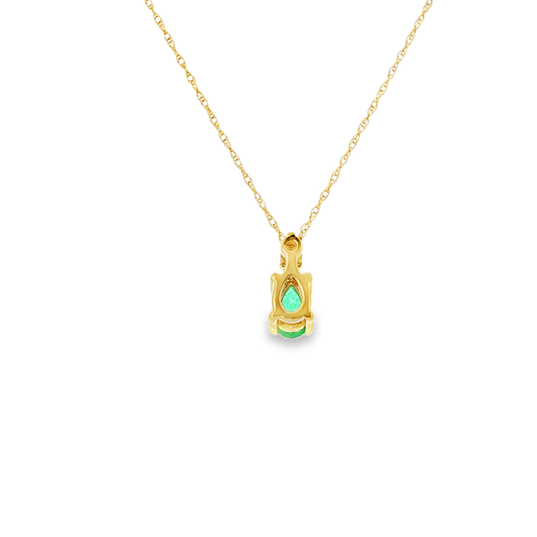 10K Yellow Gold Pear-Shaped Emerald & Diamond Pendant Necklace Image 3 Jo & Co. Jewelers Hardy, VA
