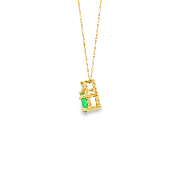 10K Yellow Gold Pear-Shaped Emerald & Diamond Pendant Necklace Image 4 Jo & Co. Jewelers Hardy, VA