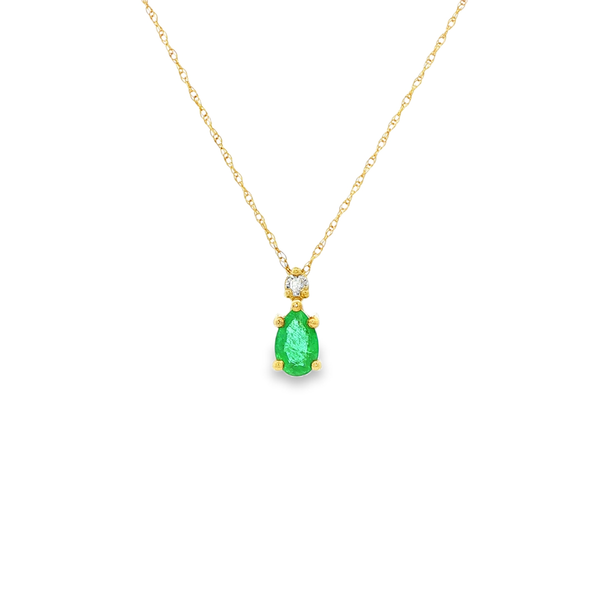 10K Yellow Gold Pear-Shaped Emerald & Diamond Pendant Necklace Jo & Co. Jewelers Hardy, VA