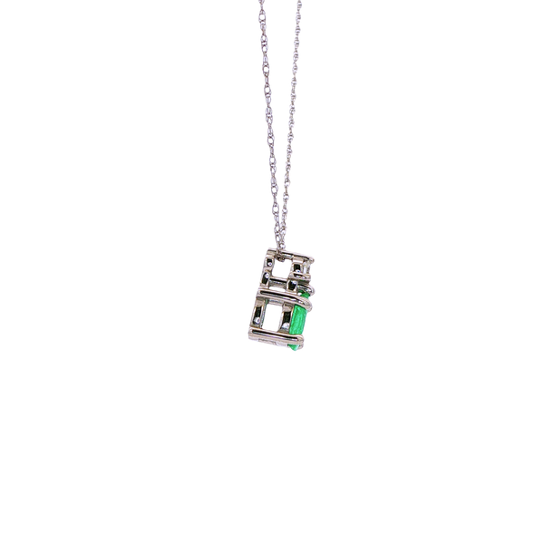 10K White Gold Pear-Shaped Emerald & Diamond Pendant Necklace Image 2 Jo & Co. Jewelers Hardy, VA