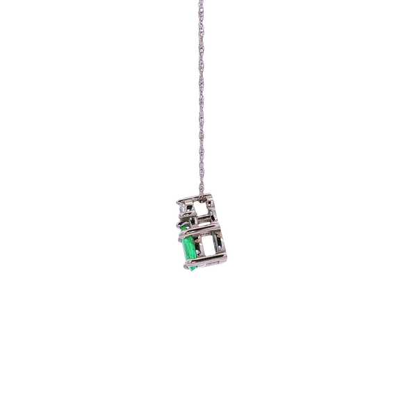 10K White Gold Pear-Shaped Emerald & Diamond Pendant Necklace Image 4 Jo & Co. Jewelers Hardy, VA