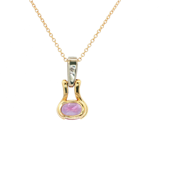 14K Yellow & White Gold Created Alexandrite & Diamond Oval Pendant Necklace Image 3 Jo & Co. Jewelers Hardy, VA