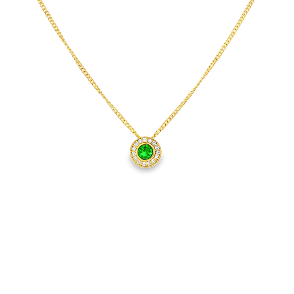 Gold Vermeil Sterling Silver May Birthstone Halo Pendant Necklace Jo & Co. Jewelers Hardy, VA