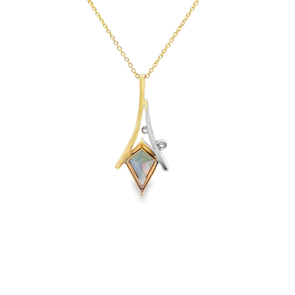 14K Yellow & White Gold Created Alexandrite Diamond Pendant Necklace 18 Inch Image 3 Jo & Co. Jewelers Hardy, VA