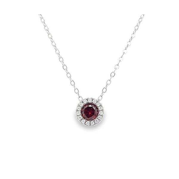 Sterling Silver Round January Birthstone Pendant with Cubic Zirconium Halo Jo & Co. Jewelers Hardy, VA