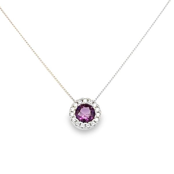 Sterling Silver Round June Birthstone Pendant with Cubic Zirconium Halo Jo & Co. Jewelers Hardy, VA