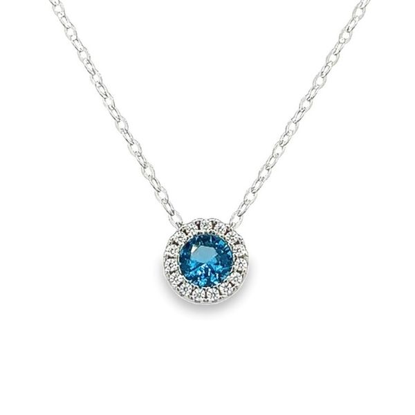 Sterling Silver Round Decenber Birthstone Pendant with Cubic Zirconium Halo Jo & Co. Jewelers Hardy, VA