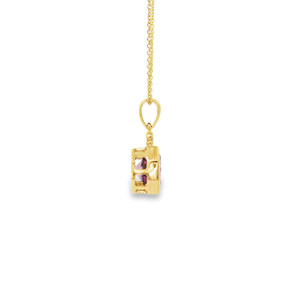 14K Yellow Gold Octagon Amethyst & Diamond Drop Pendant Image 2 Jo & Co. Jewelers Hardy, VA