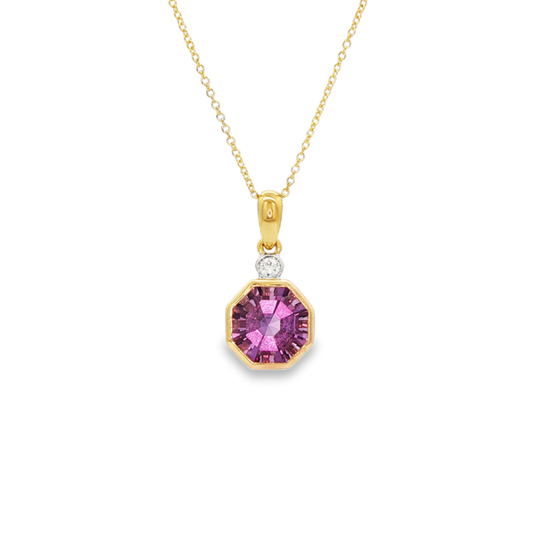 14K Yellow Gold Octagon Amethyst & Diamond Drop Pendant Jo & Co. Jewelers Hardy, VA