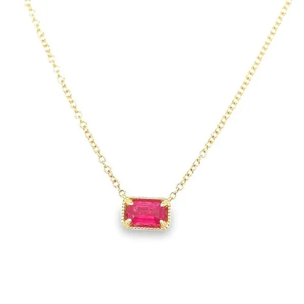 14K Yellow Gold East to West Emerald Cut Ruby Necklace Jo & Co. Jewelers Hardy, VA