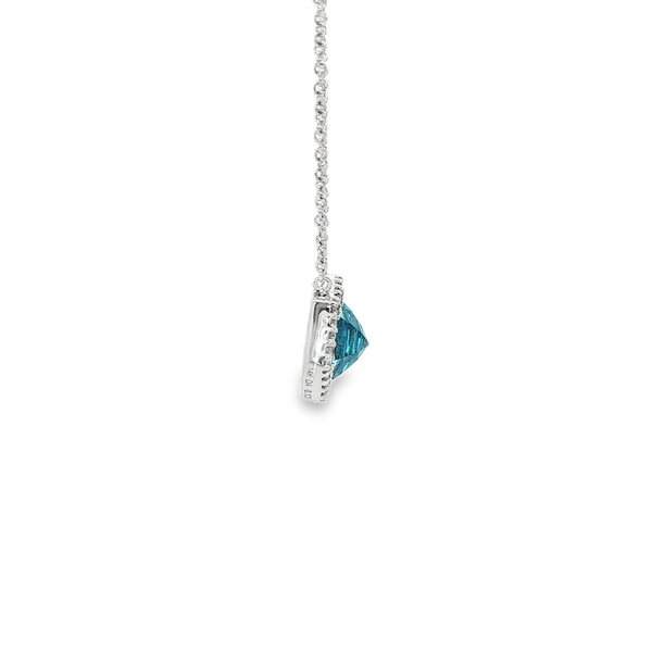 14K White Gold Hexagon Blue Topaz Diamond Cable Necklace Image 2 Jo & Co. Jewelers Hardy, VA