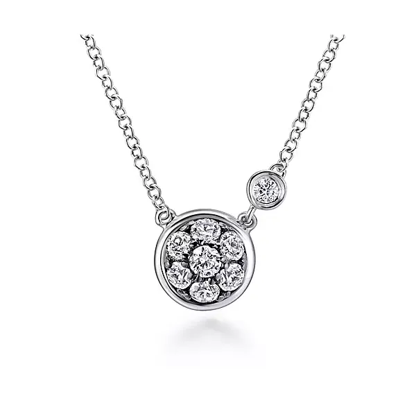 Sterling Silver White Sapphire and Round Diamond Cluster Necklace Jo & Co. Jewelers Hardy, VA