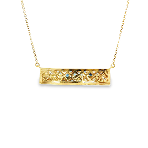 14K Yellow Gold Sapphire Satin Bar Necklace Image 3 Jo & Co. Jewelers Hardy, VA