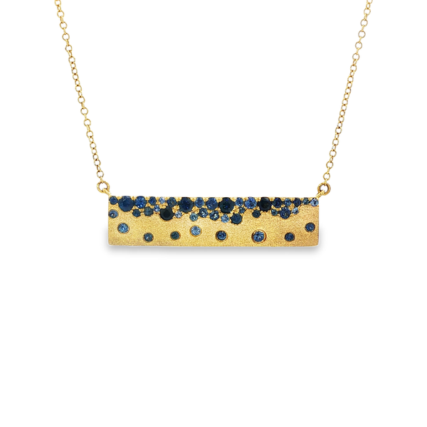 14K Yellow Gold Sapphire Satin Bar Necklace Jo & Co. Jewelers Hardy, VA