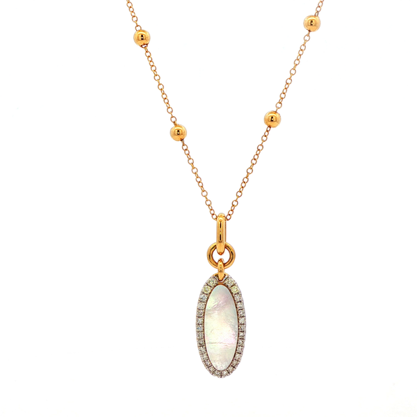 14K Yellow & White Gold Diamond & Mother-of-Pearl Halo Necklace Jo & Co. Jewelers Hardy, VA