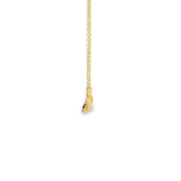 14K Yellow Gold Sapphire & .12 CTW Diamond Carabiner-Style Necklace Image 4 Jo & Co. Jewelers Hardy, VA