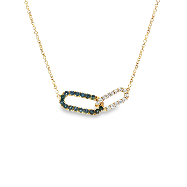 14K Yellow Gold Sapphire & .12 CTW Diamond Carabiner-Style Necklace Jo & Co. Jewelers Hardy, VA