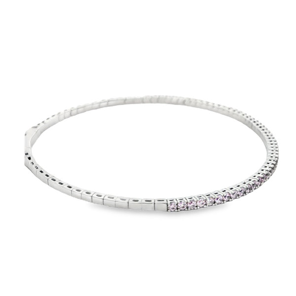 Platinum-Bonded Sterling Silver October Birthstone Flex Bangle Bracelet Image 2 Jo & Co. Jewelers Hardy, VA