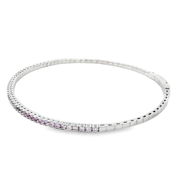 Platinum-Bonded Sterling Silver October Birthstone Flex Bangle Bracelet Image 4 Jo & Co. Jewelers Hardy, VA