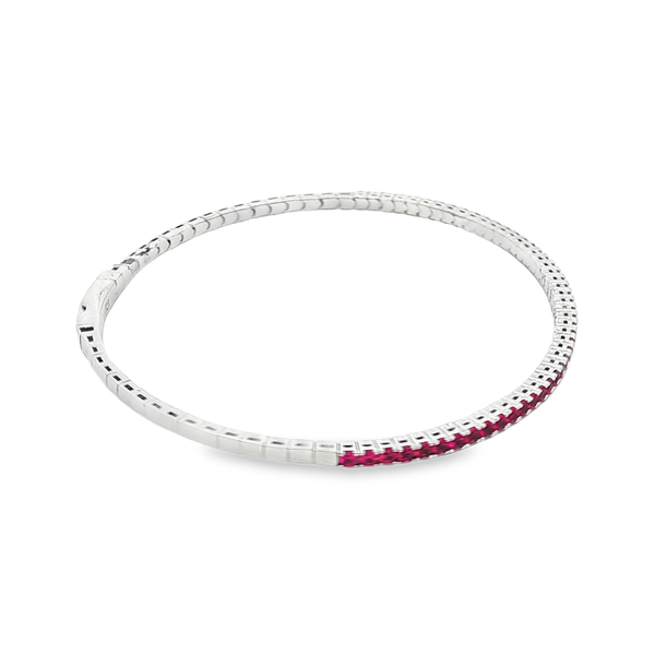 Platinum Bonded Sterling Silver July Birthstone Flex Bangle Bracelet Image 2 Jo & Co. Jewelers Hardy, VA