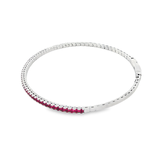 Platinum Bonded Sterling Silver July Birthstone Flex Bangle Bracelet Image 4 Jo & Co. Jewelers Hardy, VA