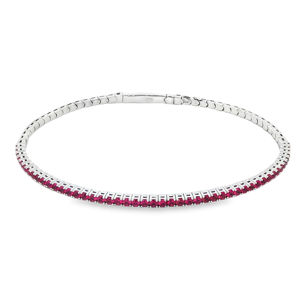 Platinum Bonded Sterling Silver July Birthstone Flex Bangle Bracelet Jo & Co. Jewelers Hardy, VA