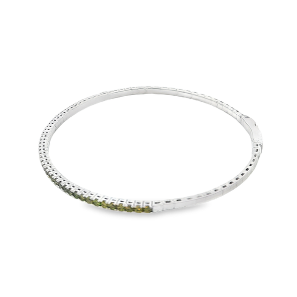 Platinum Bonded Sterling Silver August Birthstone Flex Bangle Bracelet Image 4 Jo & Co. Jewelers Hardy, VA